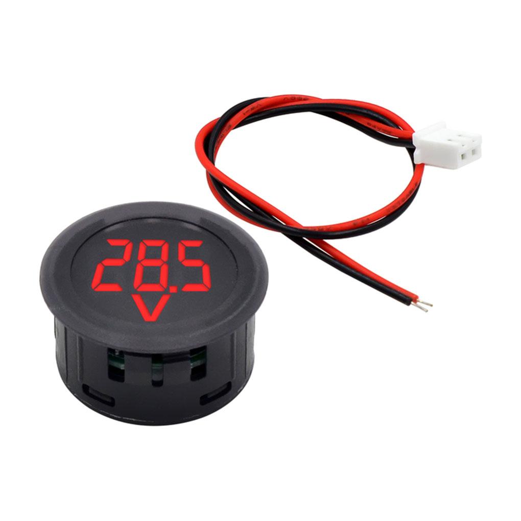 DC 4-100V LED Digital Display Round Two-wire Voltmeter DC Digital Car Voltage Current Meter Volt Detector Tester Monitor Pane