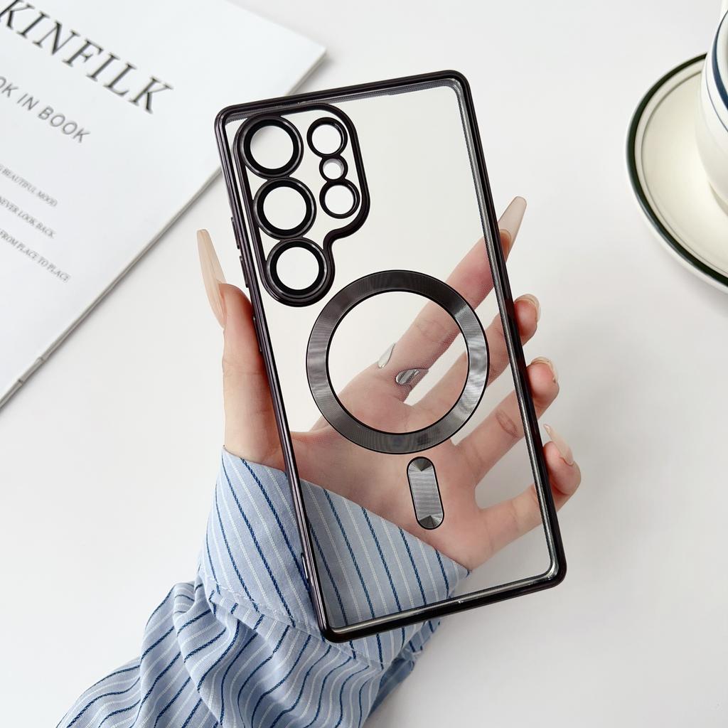 Luxury Plating For Magsafe Magnetic Case For Samsung S25 S24 S23 S22 S21 S20 FE Ultra Plus A06 A16 A55 A35 A25 A15 Clear Cover