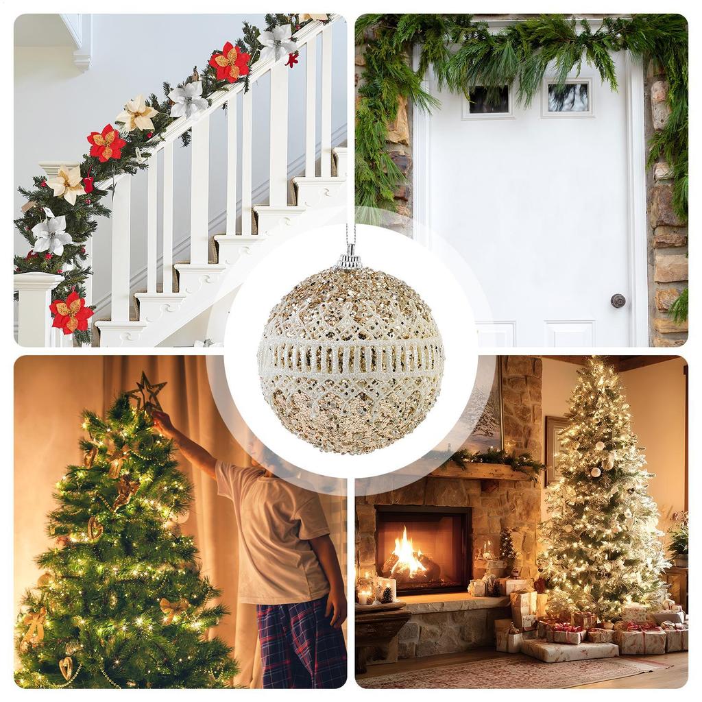 Weihnachtskugel Anhänger Aufhängbare Weihnachtsfeier Dekorationen klebriges Pulver Weihnachts-Schaumstoffball für Weihnachtsbaum Feiertagsparty
