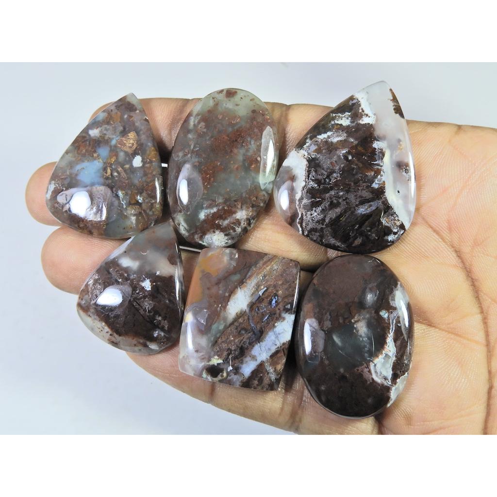 258Cts. Natural Chrysoprase Mix Shape Cabachon Loose Gemstone 06 Pcs Lot C-2571
