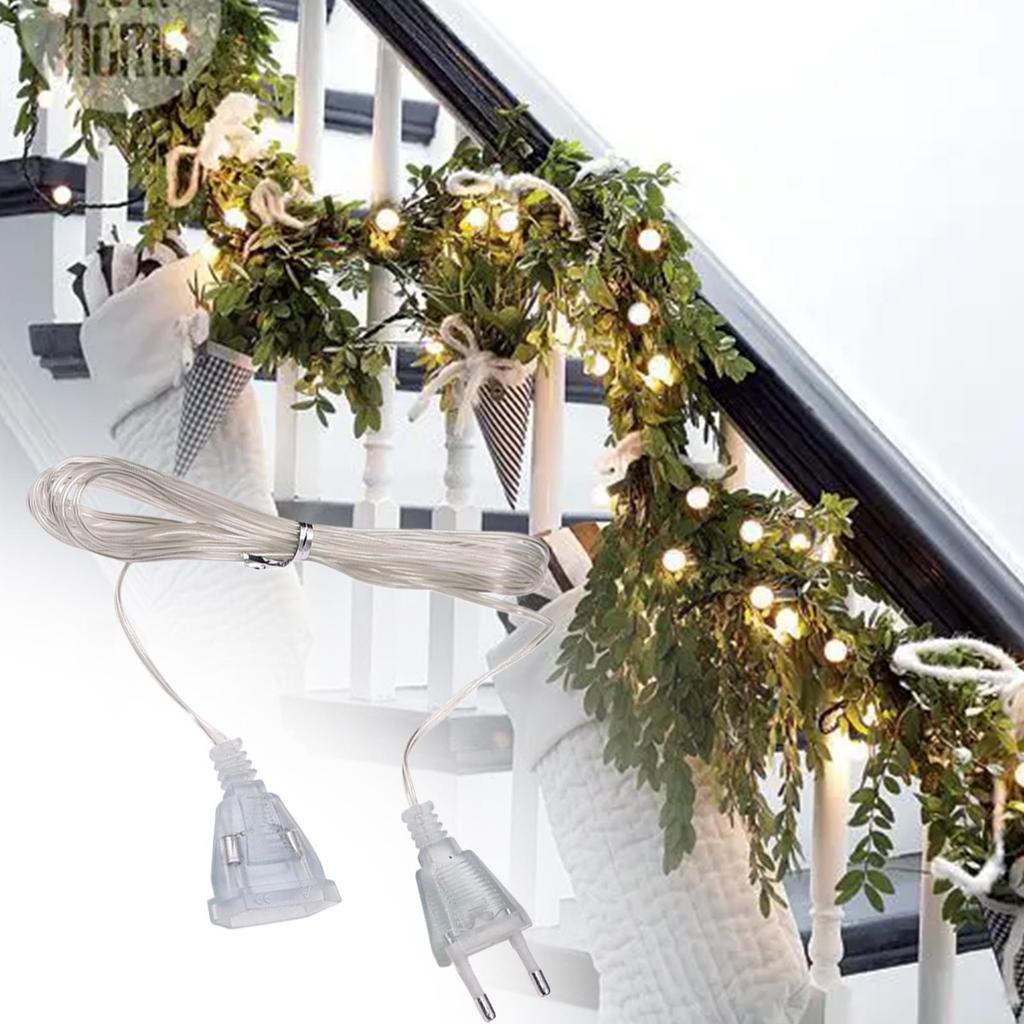 Christmas Tree Extension Cord 10 Ft Invisible 2 Prong Power Cable 220V Electric Cord Extender Light Fixtures Cords Wire