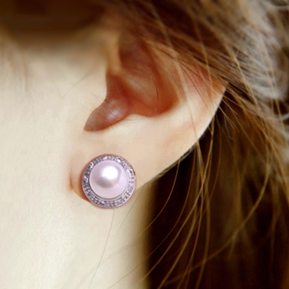 seniko 8-9 mm naturlige ferskvannsperleøreringer mote Cubic Zirconia klips øredobber for kvinner jentegave