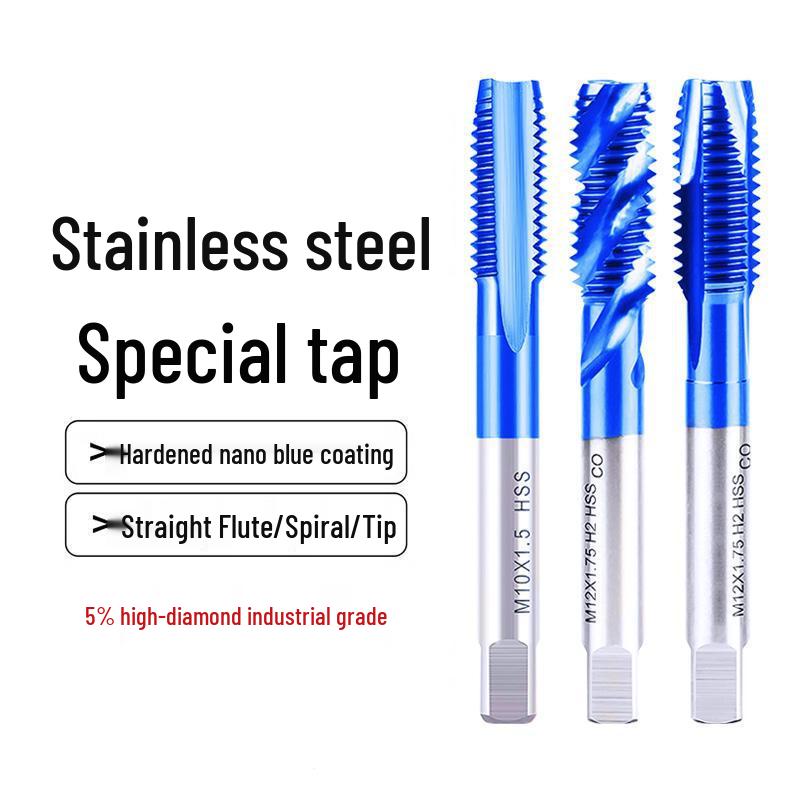 KT Blue Nano Cobalt Machine Spiral Tap Drill Bit for Stainless Steel (M3-M8)