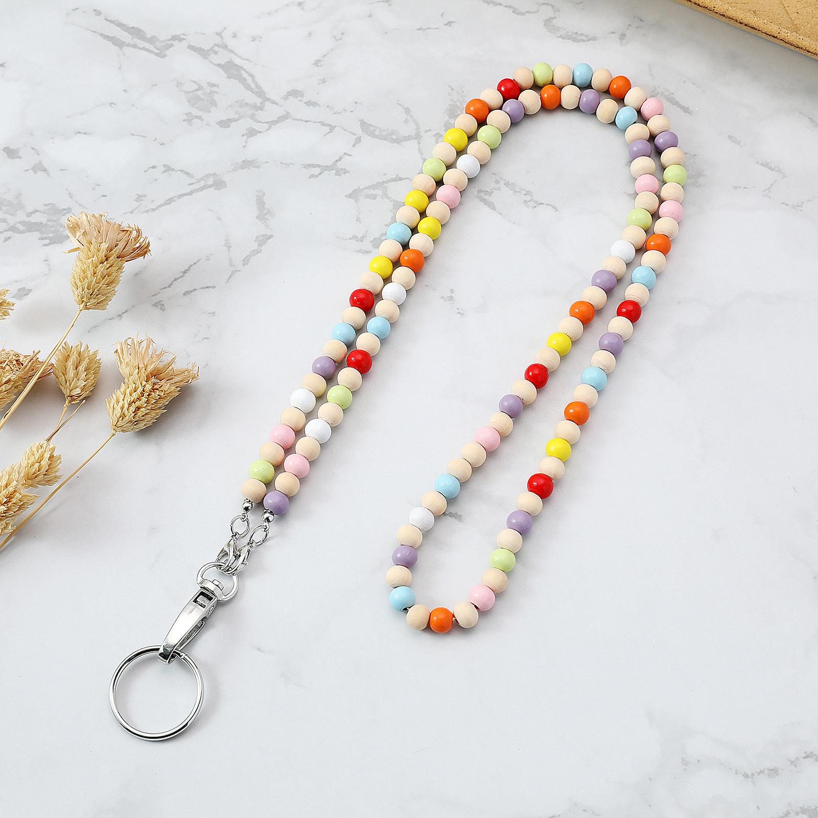 Деревянный Бусинный Брелок-Шнурок Ожерелье для ID-карт, Телефонов и Очков