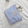 Blue Striped Women's Makeup Case Wash Storage Bags Casual Canvas Ladies Cosmetic Bag Travel Female Clutch Purse Handbags
