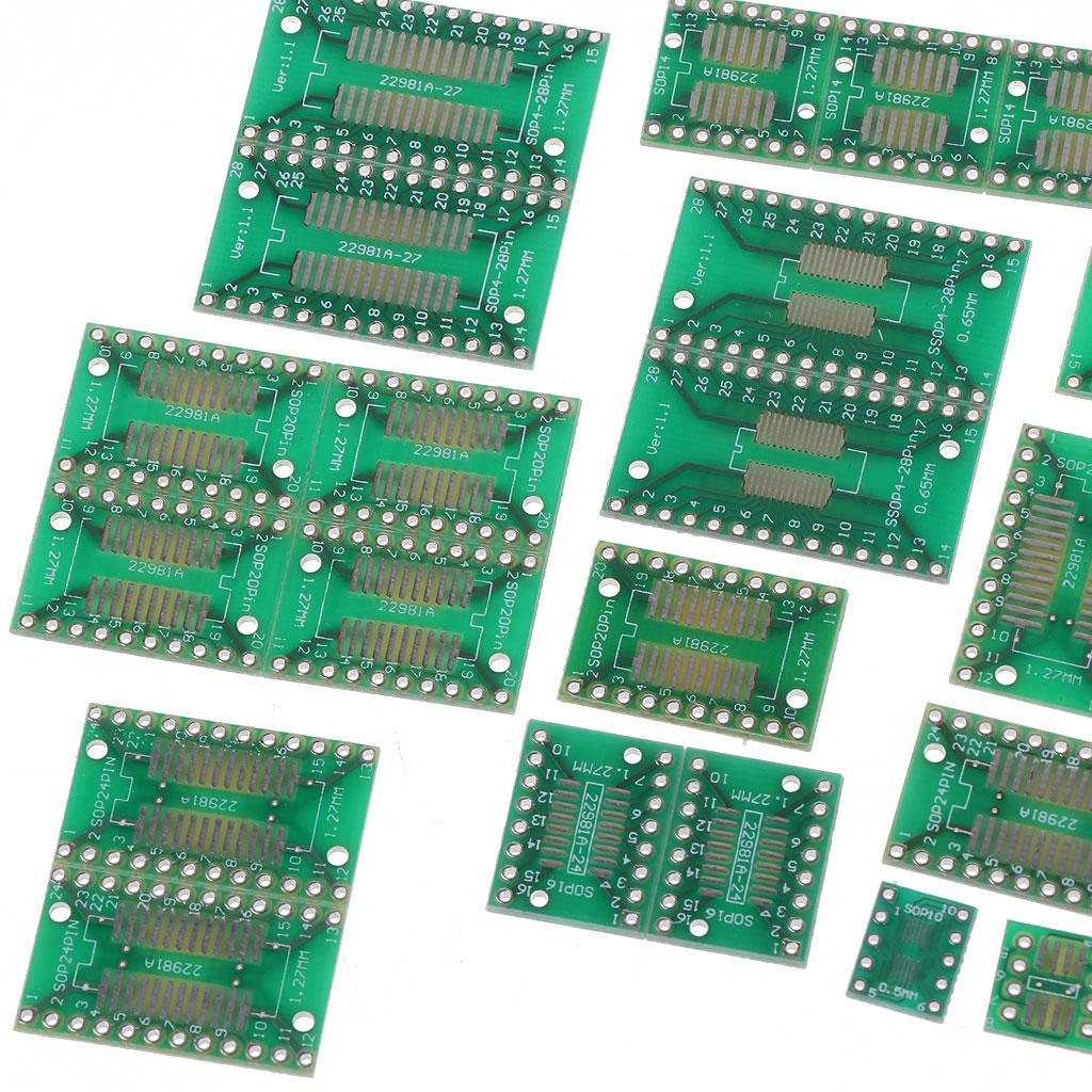 Kit 35 BUC Placă PCB Adaptor Convertor SMT la DIP Placă Adaptor SOP MSOP SSOP TSSOP SOT23 8 10 14 16 20 28