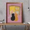 Diamond Painting Kit with Frame Cute Cats Reading Book Art 5D Full Drill Rhinestones Embroidery 30x40cm Living Room Bedroom Wall Decor Gift for Her