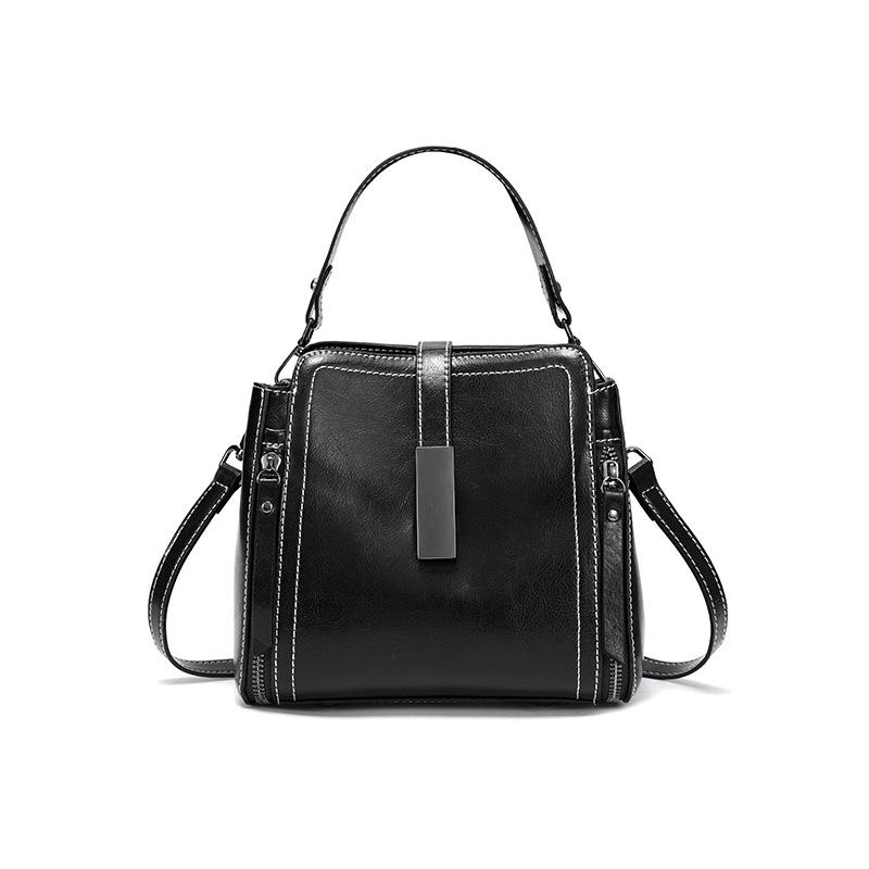 New Summer Genuine Leather Women's Bag High-end Large Capacity Bucket Bag Retro Versatile One-shoulder Crossbody Bag