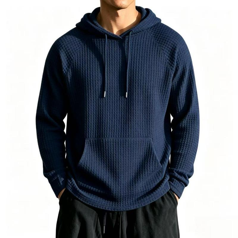 Men's Hooded Pullover Sweatshirt Solid Loose Casual Long Sleeve.