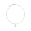 VIVIENNE WESTWOOD Mayfair Saturn Studded Brass Necklace Women Necklace Silver Pink-Diamond 630203EG-02W190