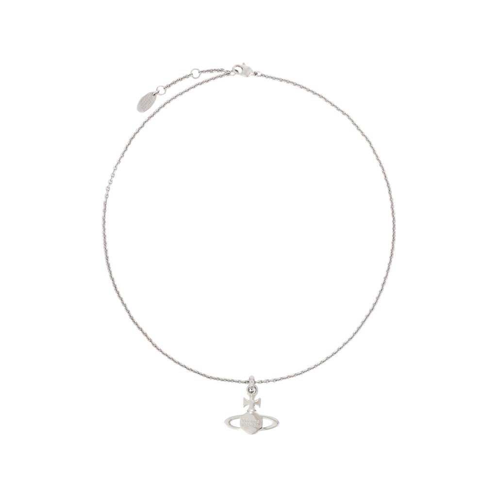 VIVIENNE WESTWOOD Mayfair Saturn Studded Brass Necklace Women Necklace Silver Pink-Diamond 630203EG-02W190