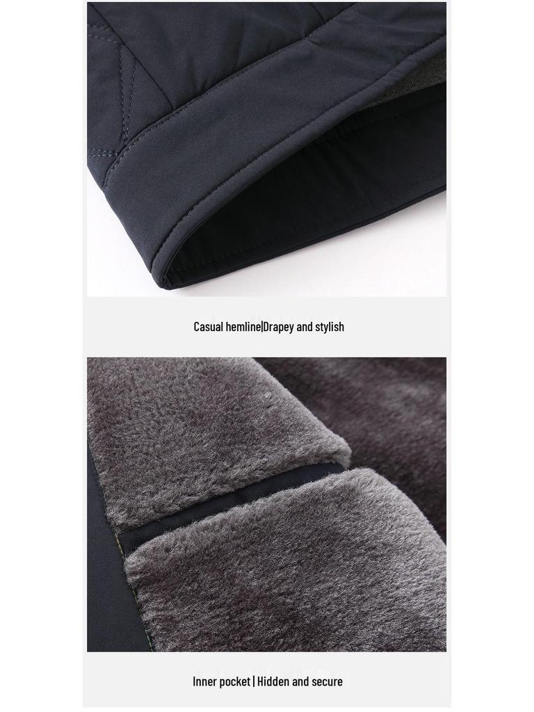 Men's Plus Velvet Thickened Cotton Jacket for Autumn/Winter – Warm Lapel Coat for Middle-Aged and Elderly