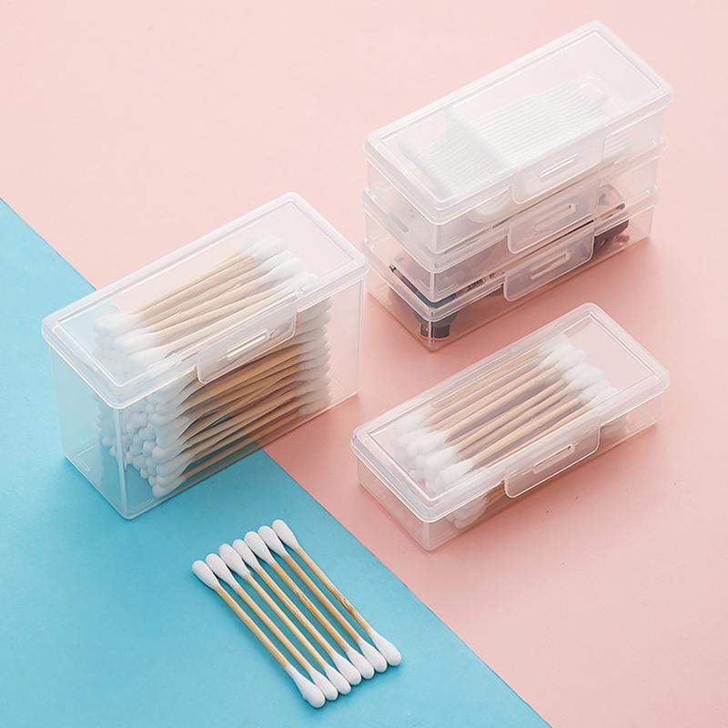 Transparent Portable Storage Box Cotton Swab Earrings Necklaces Jewelry Storage Box Dustproof Travel Medicine Storage Container