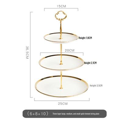 European Style Gold Double-Tier Ceramic Cake & Dessert Stand