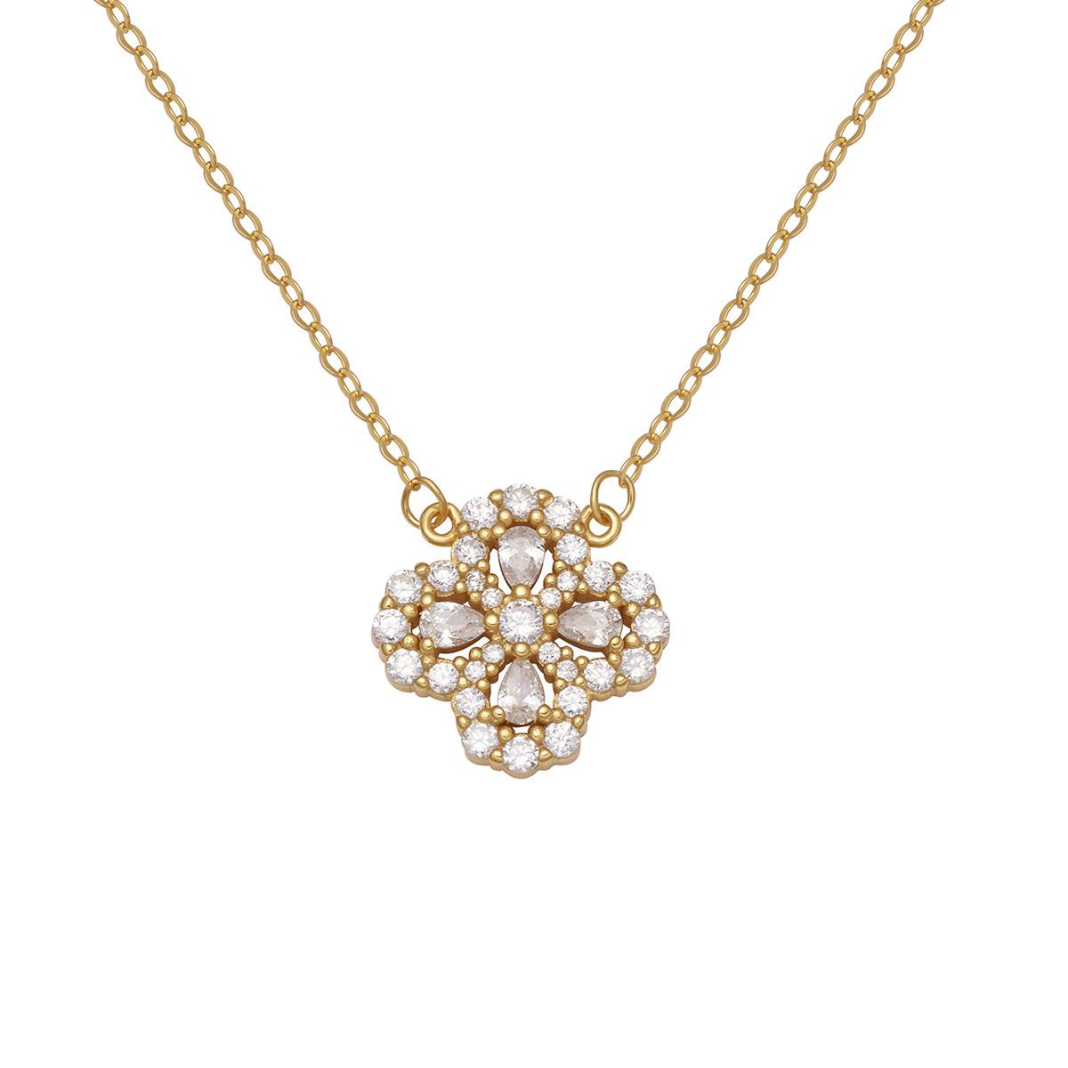 

Ожерелье Lucky Clover из стерлингового серебра S925, женская мода, легкая, роскошная, с бриллиантами, кулоном, полым цветком 925 Silver