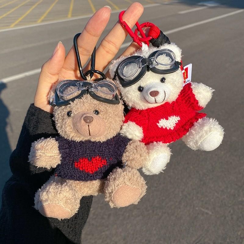 Ins Internet Celebrity Pilot Teddybär Plüsch Anhänger Kreative Puppe Niedliche Bär Puppe Schlüsselbund Tasche Hängendes Geschenk
