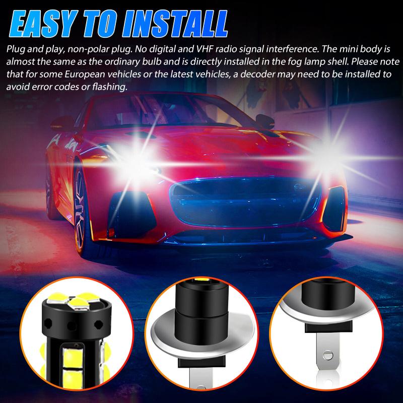 H1 15 Led Fog Lamp Driving Drl Light Bulbs Conversion Kit 6000k Xenon Super White Ip67 Waterproof