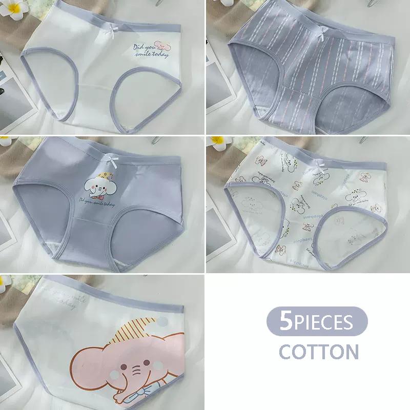 5Pcs Cotton Women Panties Breathable Underwear Lovely Young Girls Briefs Sexy Low Waist Panty Underpants Female Lingerie