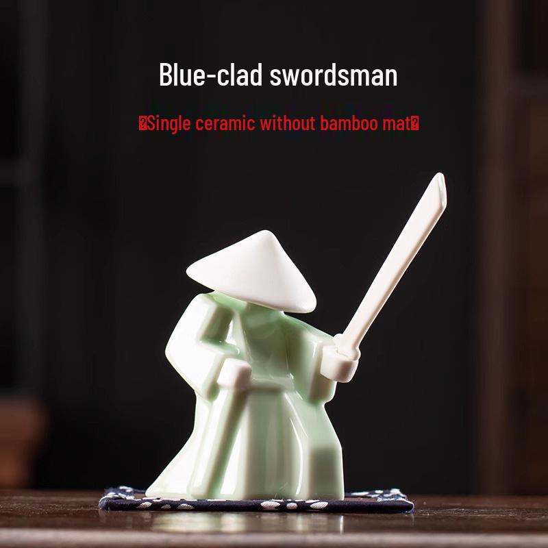 Ceramic Swordsman Incense Holder: Creative Sword-Dancing Ornament & Stick Burner Base