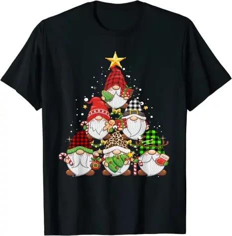 Christmas Gnome Shirt Funny Family Pajamas Gnome Tree Xmas Costume TShirts Gifts Cute Graphic Tee Tops Cotton Basics Outfits S