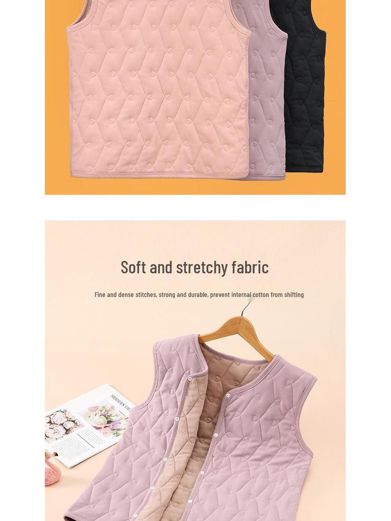 Women's Plus Size Velvet Fleece-lined Vest: Warm Sleeveless Jacket for Autumn/Winter School Uniform