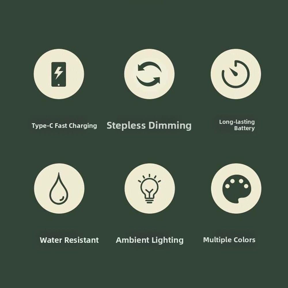 Dimmable Tent Lamp Hanging Emergency Survival Lights Retro Camping Lantern  Hiking