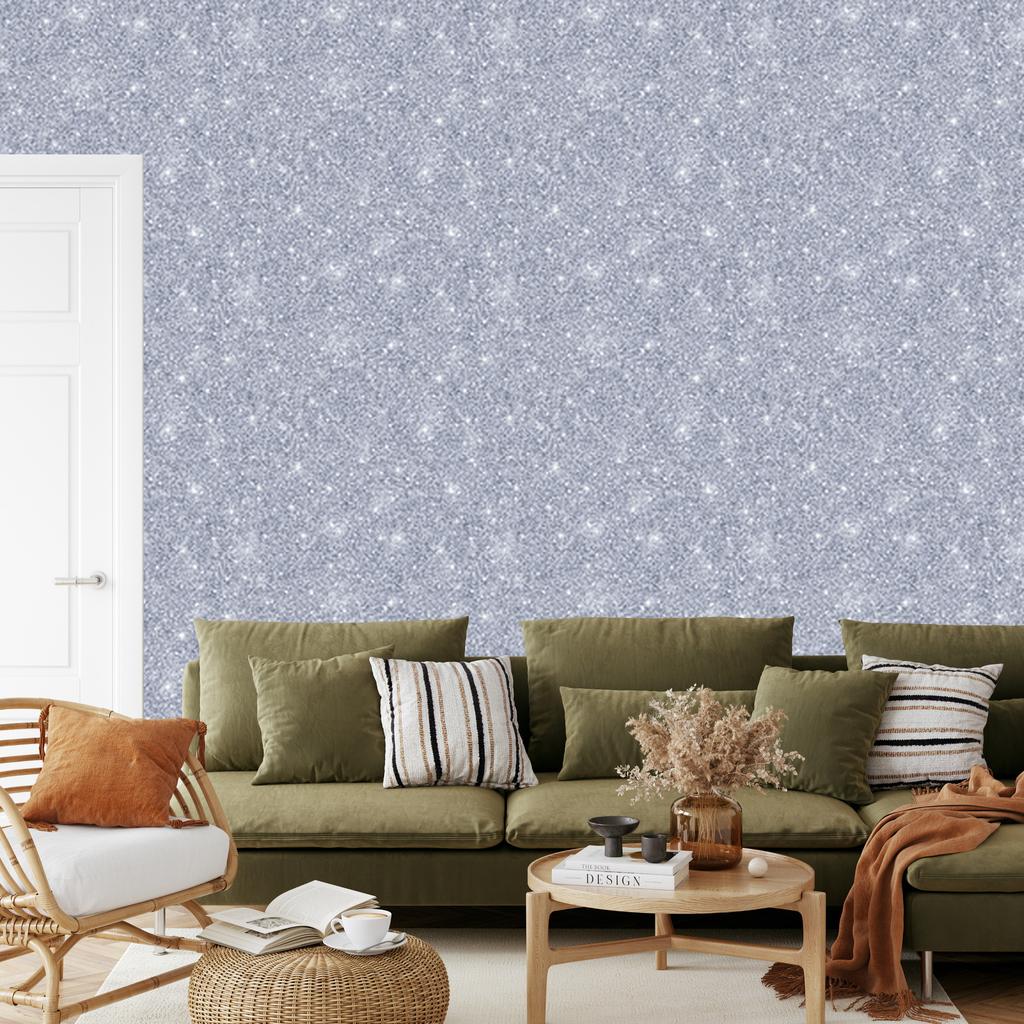 Blue and light gray glitter wallpaper for living room and bedroom 50x1000