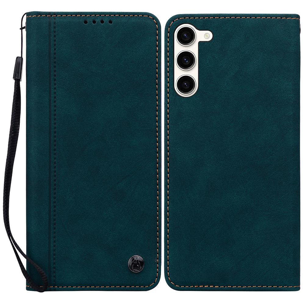 For Samsung Galaxy S23+ Case Lines Pattern Wallet Leather Phone Cover with Strap
