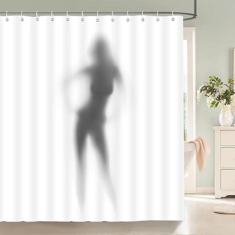 

Waterproof Women Shadow Shower Curtain Sexy Girl Portrait High Quality Bathroom Curtains for Home Decorations with Hooks W90xH180cm