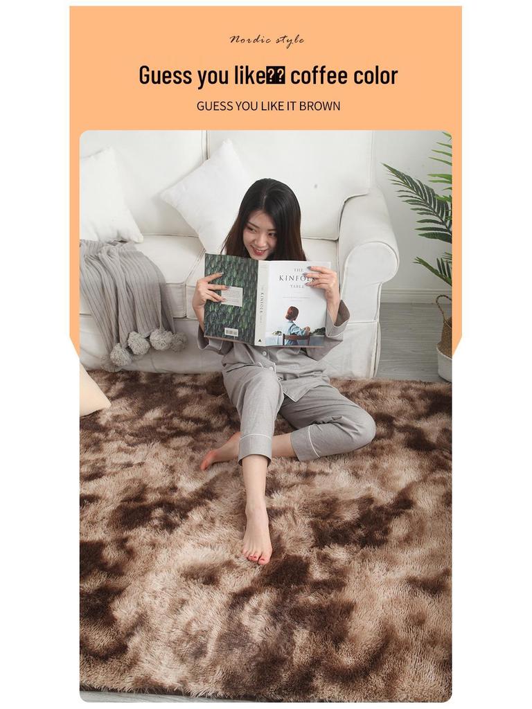 Silk and Wool Tie-Dye Plush Bedroom Rug