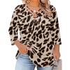 Blusa Floral Feminina Plus Size com Manga Três Quartos, Blusa Casual, Túnica de Corte Amplo para Primavera Verão, Uso Diário, Trabalho e Saídas