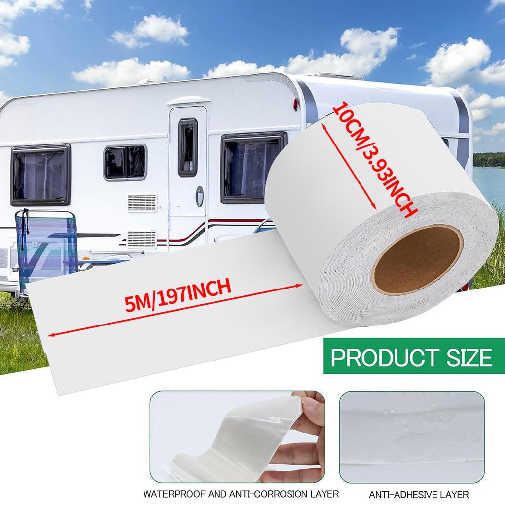 RV Sealant Tape White Waterproof Seal Tape - Weatherproof Sealant Roofing Tape for Roof Repair Camper Trailer Boat Sealing Leak
