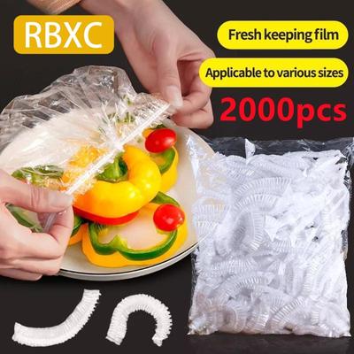 2000/1000/500/200/100/50 Uds. Tapas duraderas reutilizables para almacenamiento de alimentos para tazones, tapas de placas elásticas, bolsas de vacío para cocina, impresión de alimentos frescos