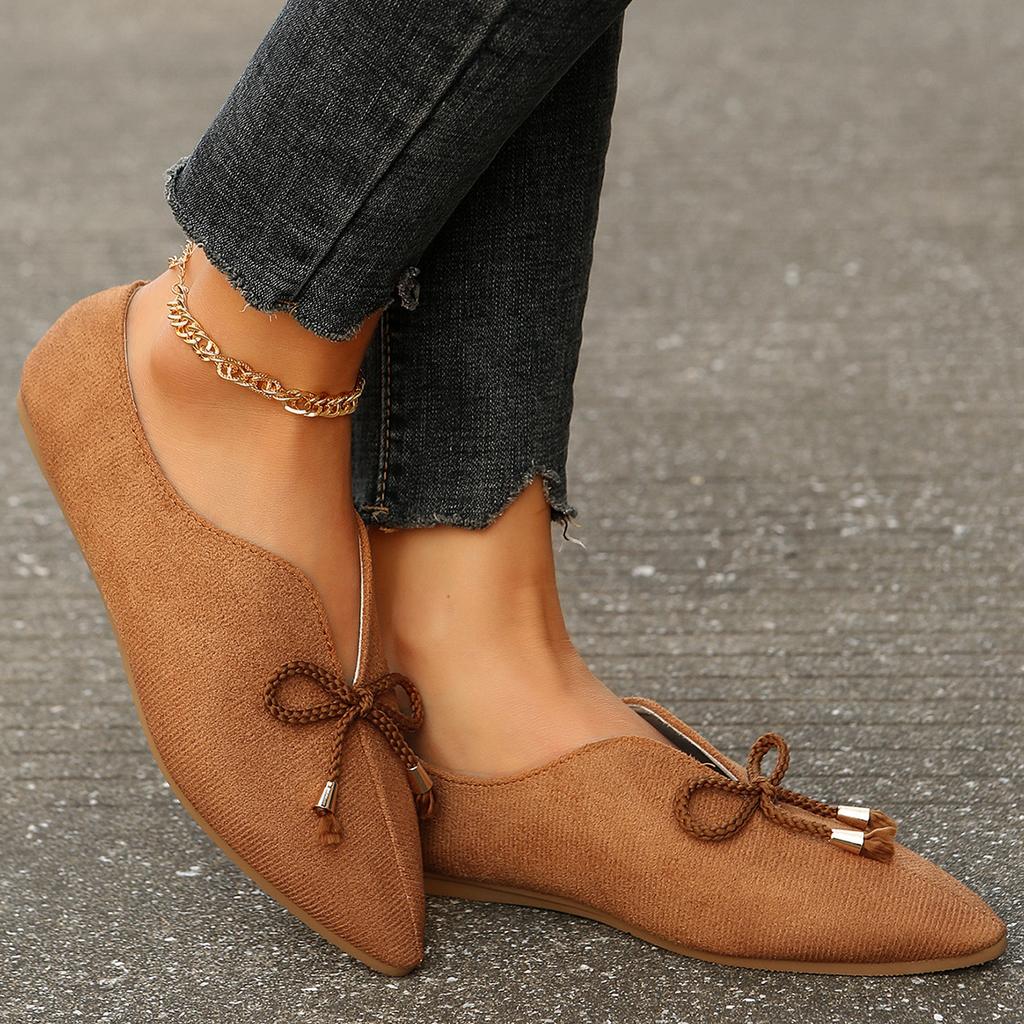 Women's Casual Single Shoes Women's New Flat Bow Pointed Comfortable Women's Shoes
