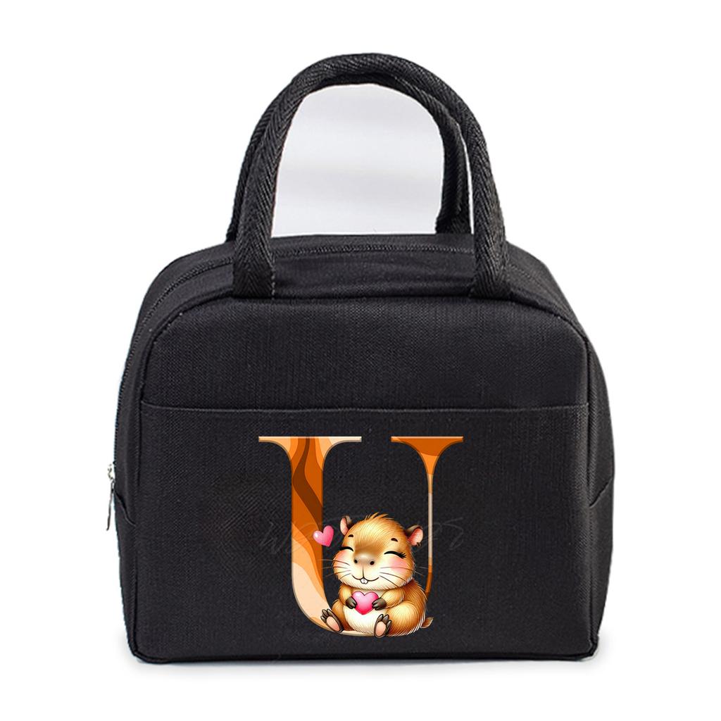 Office worker small portable lunch bag Oxford cloth letter student large portable bento bag