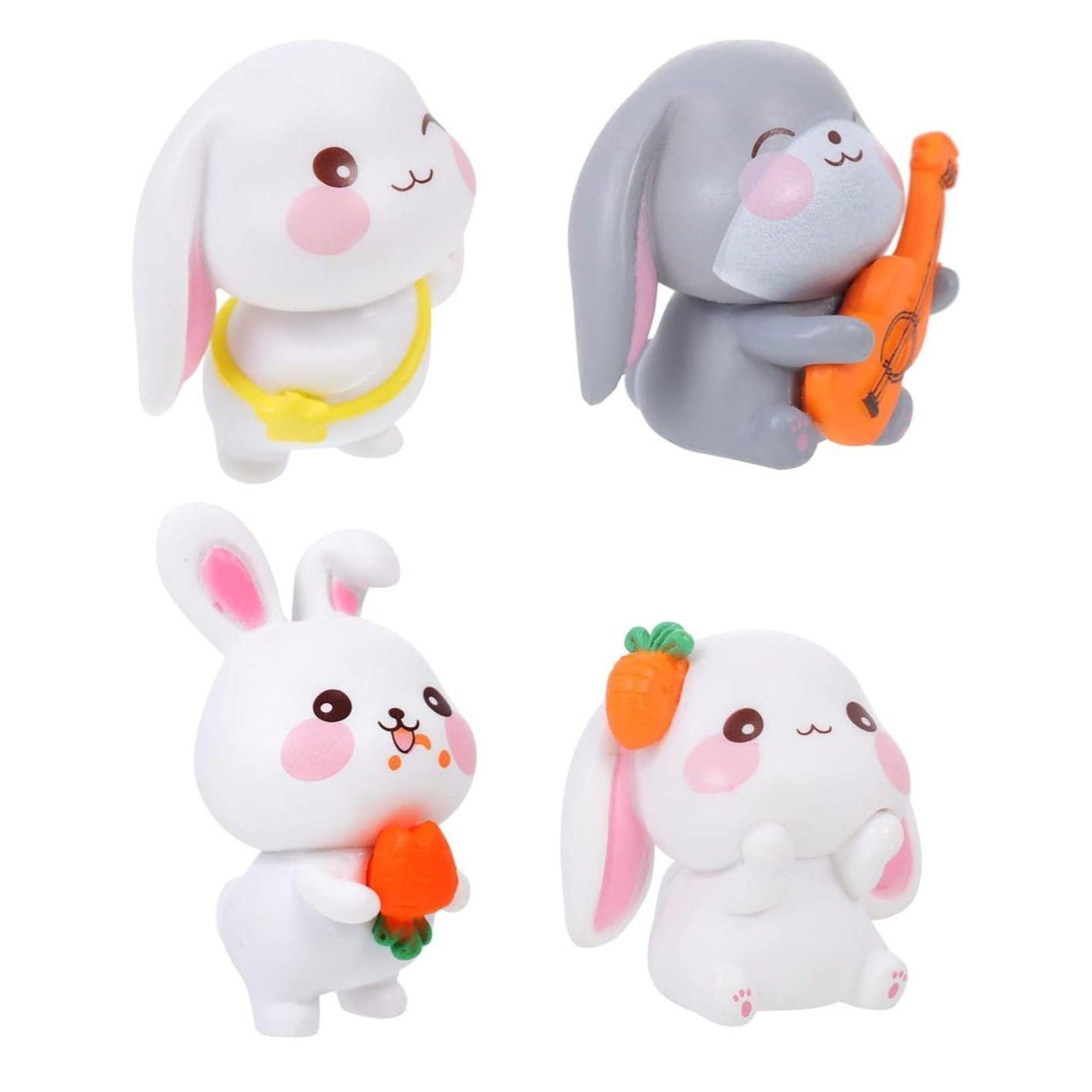 

4 Pcs Rabbit Miniature Decor Items Set for Unique Gift,Home,Living Room,Office,Restaurant Decor,Showpiece,Perfect Valentine Decoration Items