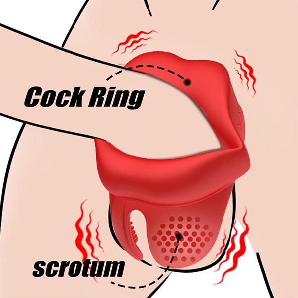 Vibrierender Penis-Cockring-Lippensilikon-Schwanzring-Vibrator, männliches Erektionsverbesserungsmassagegerät, dehnbare Hodenstimulation, Sexspielzeug
