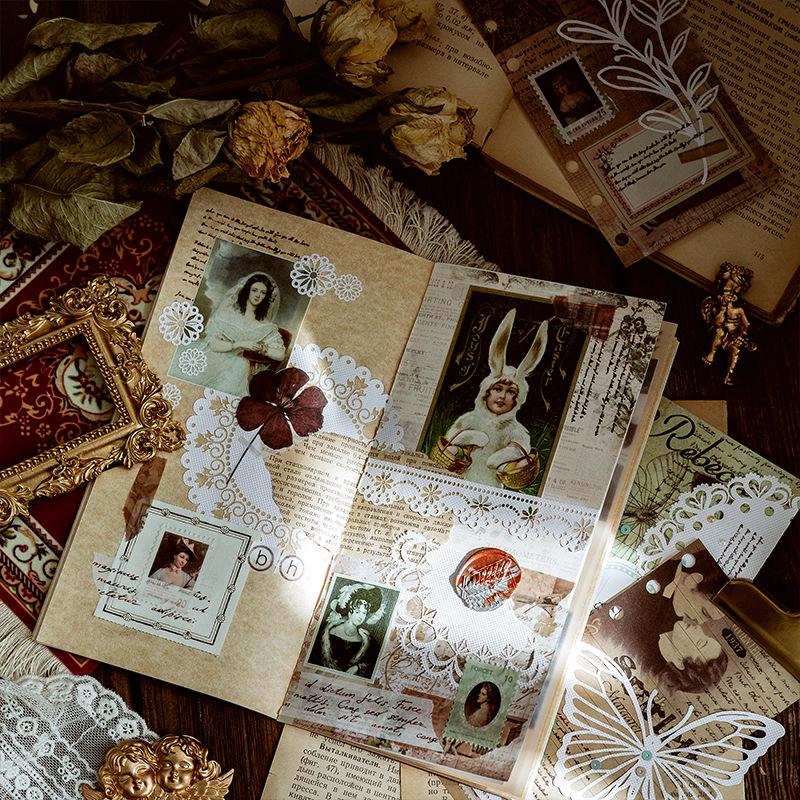 Hollow lace paper Alice tea party series Hand account diary DIY material base paper DIY Scrapbooking Sticker Label