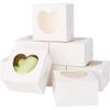 24 Peças Caixas de Papel para Biscoitos com Janela de Coração Caixas Pequenas de Padaria Caixas Brancas Mini para Doces Caixas de Sobremesa para Embalagem de Biscoitos Lembrança de Festa Pequeno Negócio