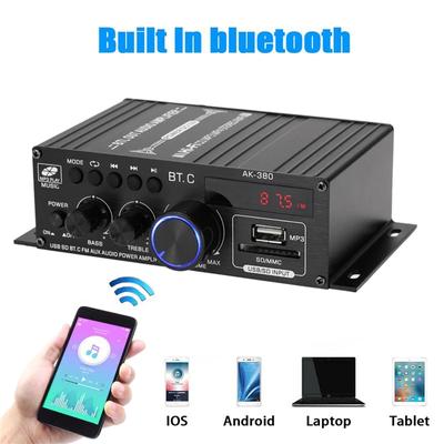 AK380 800W Bluetooth Amplifier HiFi Audio Karaoke 2 Channel Home Theater Amplifier Power Class D Amplifier USB SD AUX Input