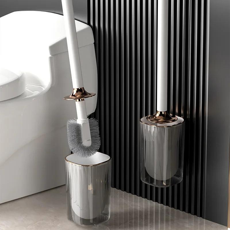 Toiletbürste mit langem Griff ohne toten Winkel Haushalt Wandwaschen Toilettenreinigungsbürsten-Set Abtropfend Anti-Schimmel Haushaltsreinigung
