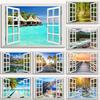 Maldives Beach 3D Window Effect Landscape Poster Print Northern Lights Forest Lake Wall Art Canvas Painting for Room Home Decor