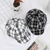 Autumn Artist Hat Keep Warm Korean Style Plaid Beret Women Visors Cap Octagonal Cap Painter Hat
