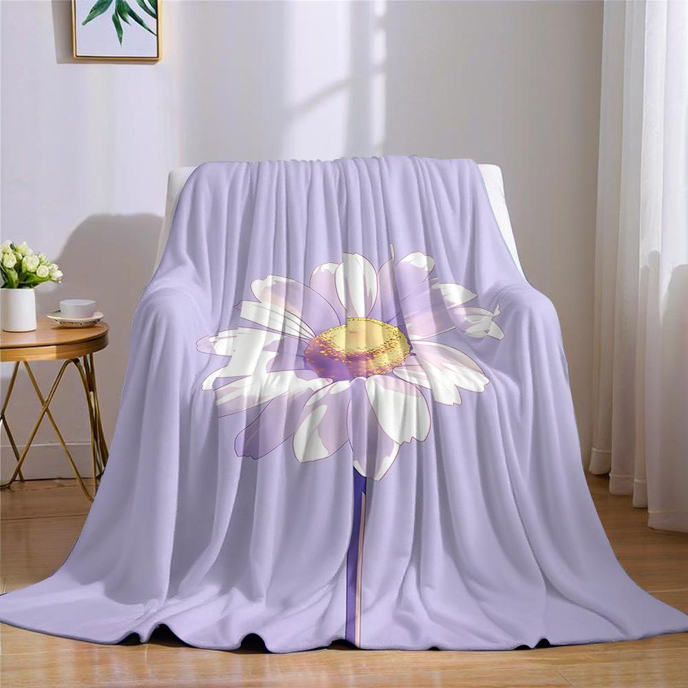 Lavender Daisy Glow Flannel Blanket Warm Soft Halloween Christmas Couch Warm Cozy Decorative Decor Gift for All Season