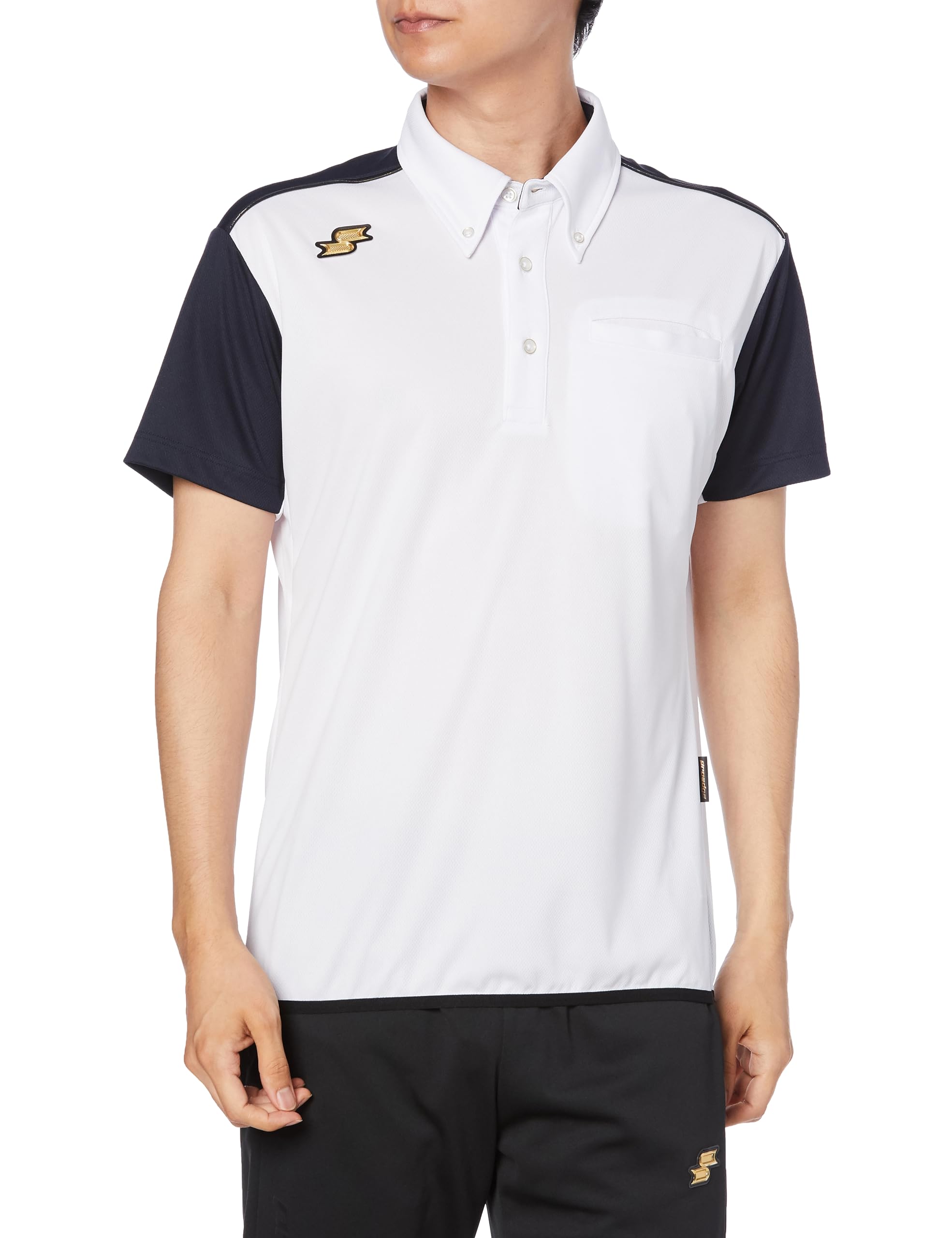 

SSK Proedge Short Sleeve Polo Shirt Left Chest EDRF230 White x Navy Button-Down (with Pocket) (1070)
