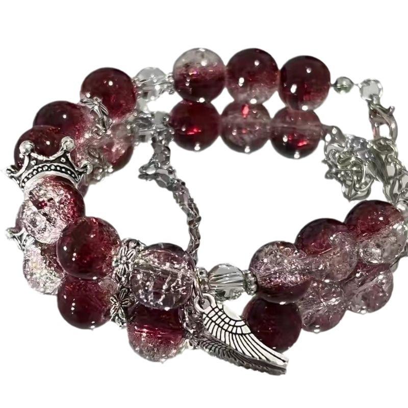New fashion niche temperament versatile dark red crown high-end bracelet