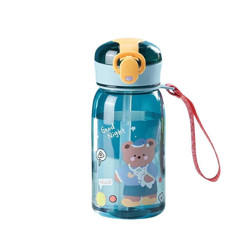 400ml Kids Water Sippy Cup With Straw Cartoon Water Bottles Outdoor Portable Drink Bottle Children's Lovely Cup Leakproof Water Adult Bounce Cup