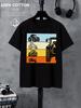 Children's T-shirt with Tractor Pattern Print, Comfortable Summer Children's Clothing, Fashionable and Fun Parent-child Outfit