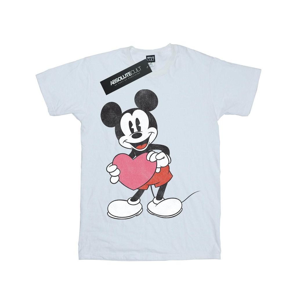 Disney Girls Mickey Mouse Valentine Heart Cotton T-Shirt