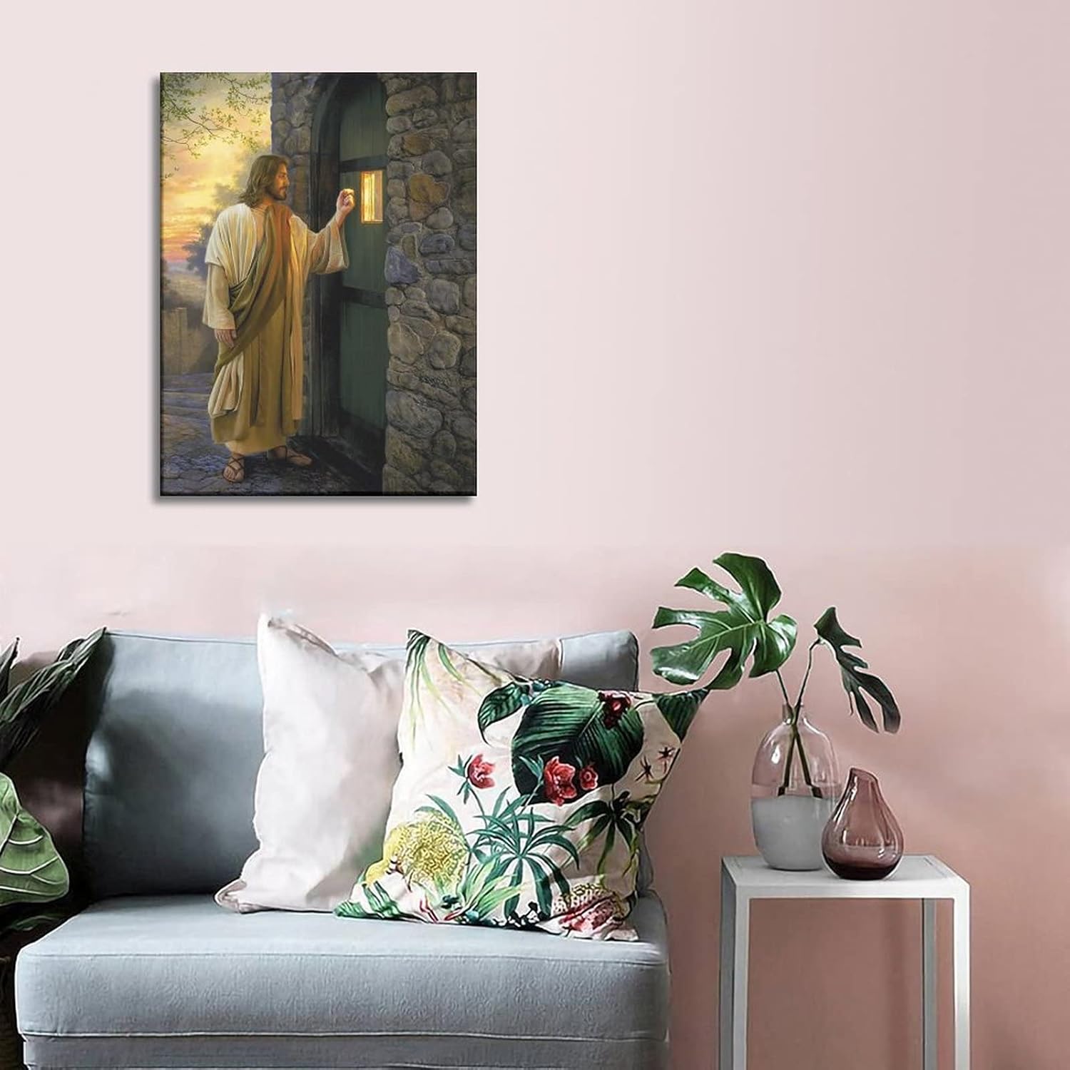 Jesus Christ Knocking at The Door Canvas Wall Art Print Poster Picture Modern Office Home Room Decor 16x20inchs(40x50cm)